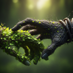 Two intertwined hands made of tangled vines, with one vine being a slightly different, darker color than the other, symbolizing imbalance and subtle toxicity.